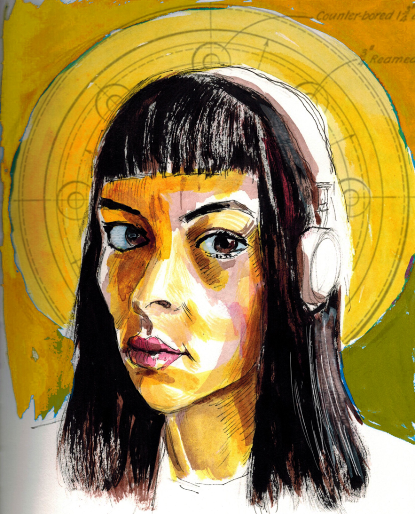 portrait of a young woman wearing headphones 