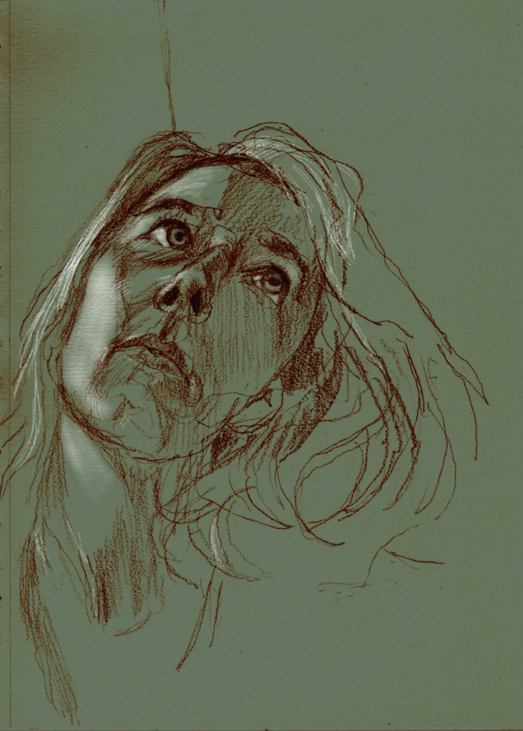 portrait of a young woman Looking up