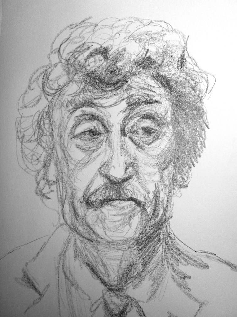 graphite sketch of Kurt Vonnegut